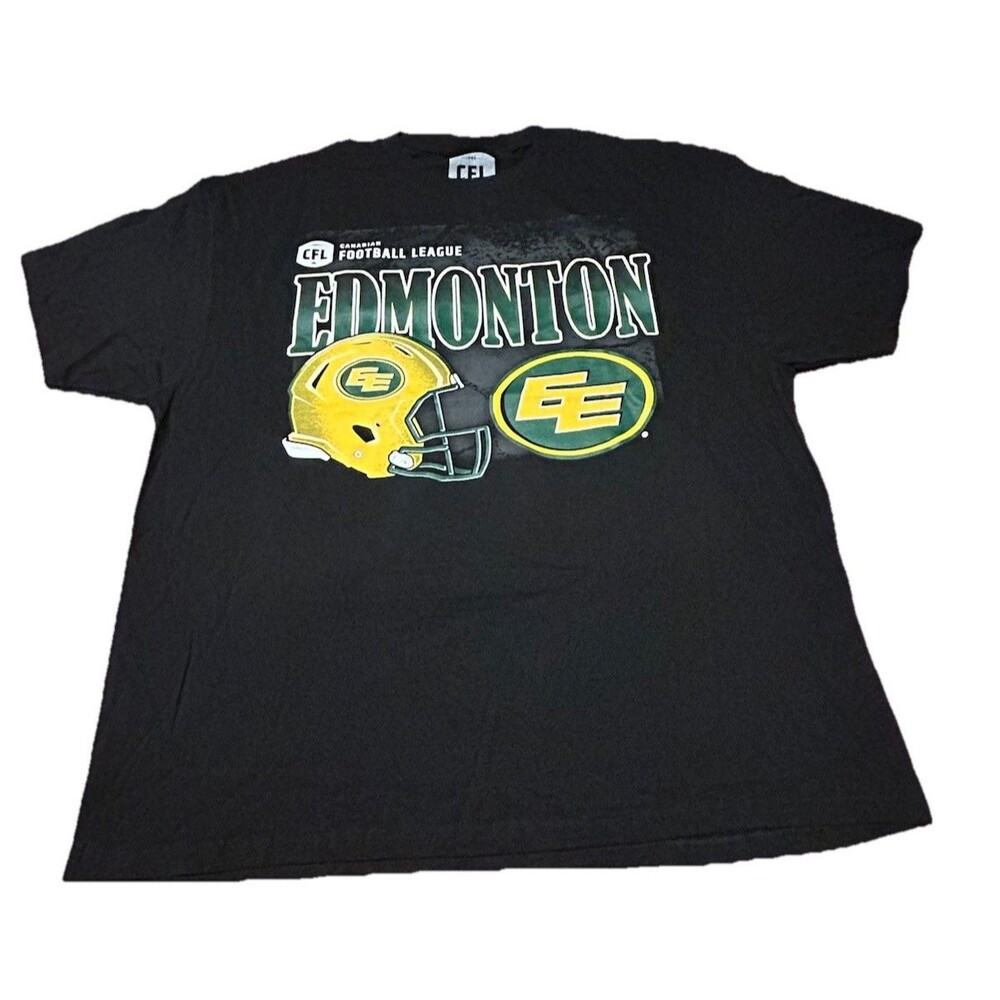 CFL Edmonton Elks Football Graphic T-Shirt 2XL Black 100% Cotton NWOT
